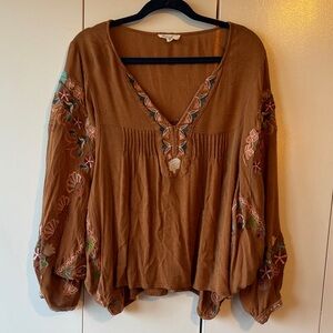 Embroidered Brown Women's boutique top